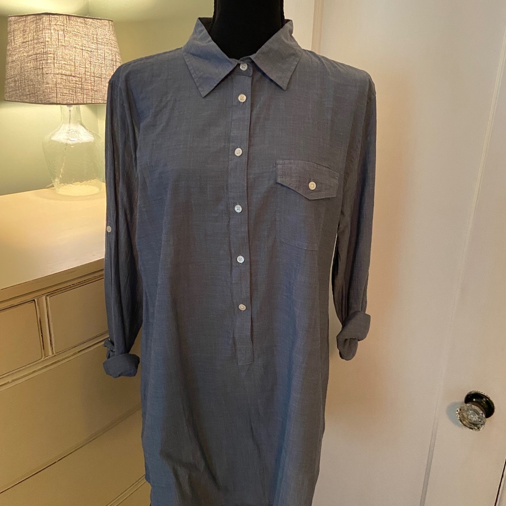 J Crew Button Down Tunic Blouse - Never Worn